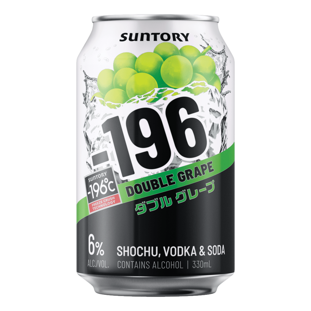 Suntory -196 Double Grape Shochu Vodka Soda 330ml Can Case of 24