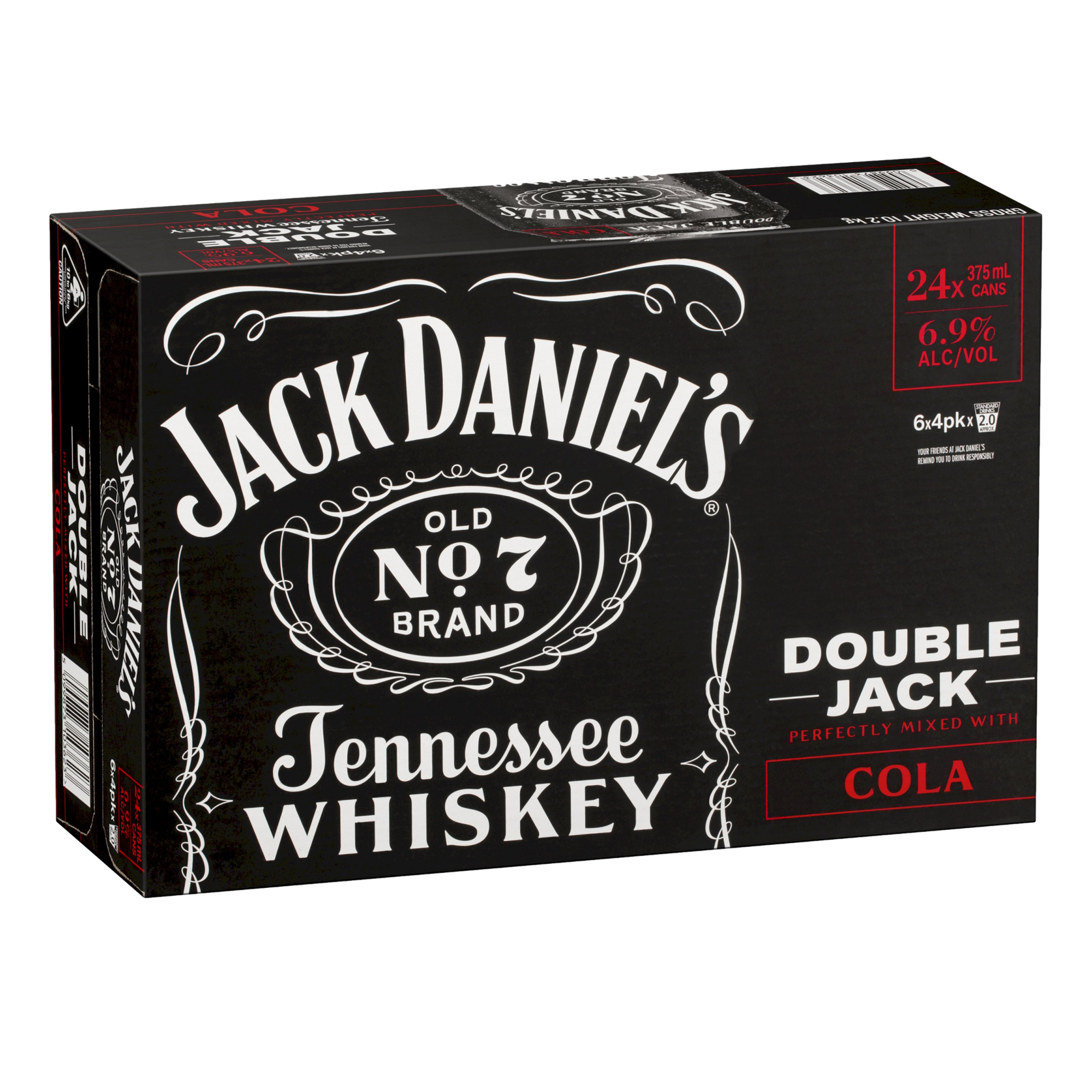 Jack Daniel's Double Jack & Cola 6.9% 375ml Can Case of 24