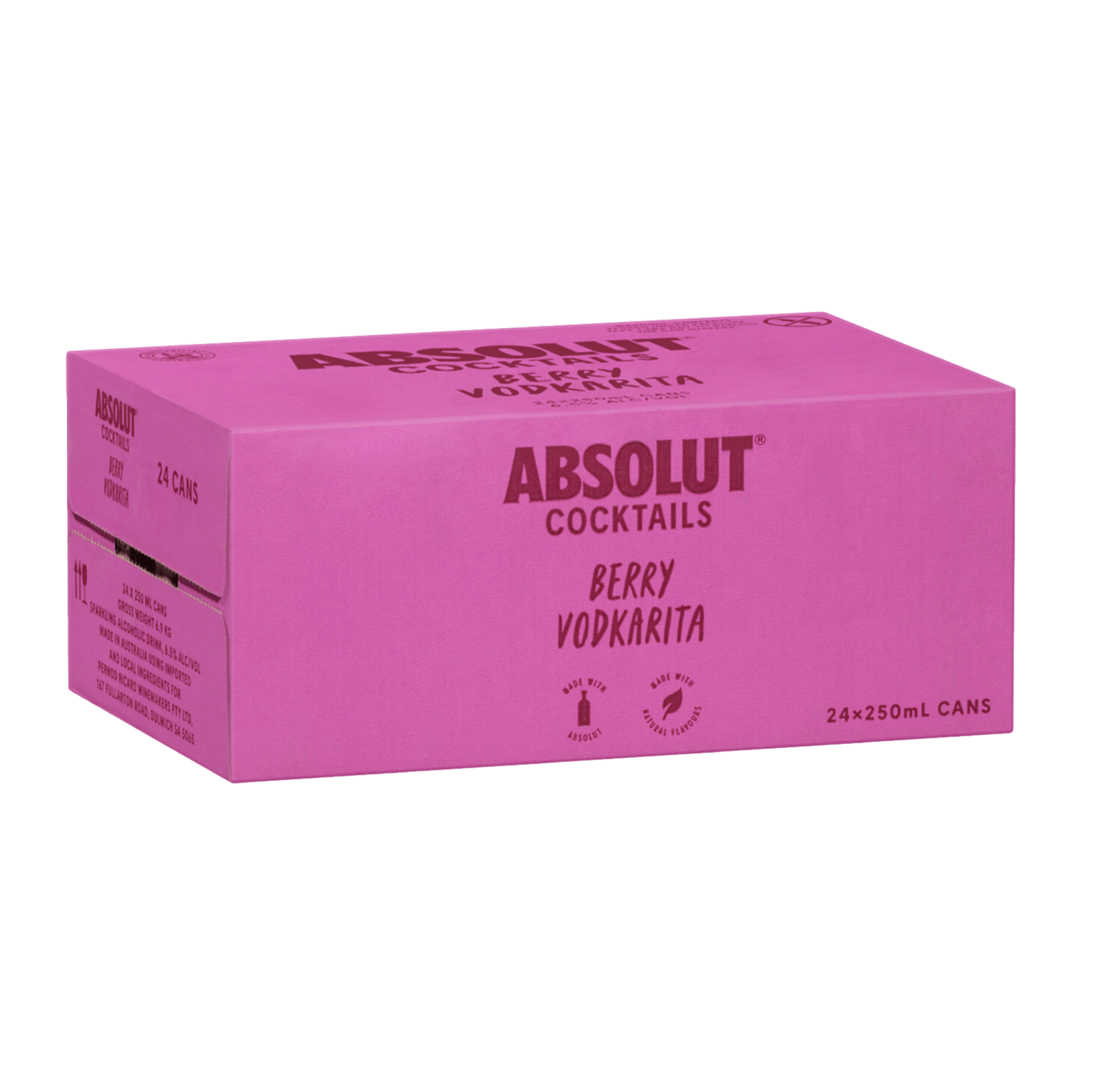 Absolut Cocktails Berry Vodkarita 6.5% 250ml Can Case of 24