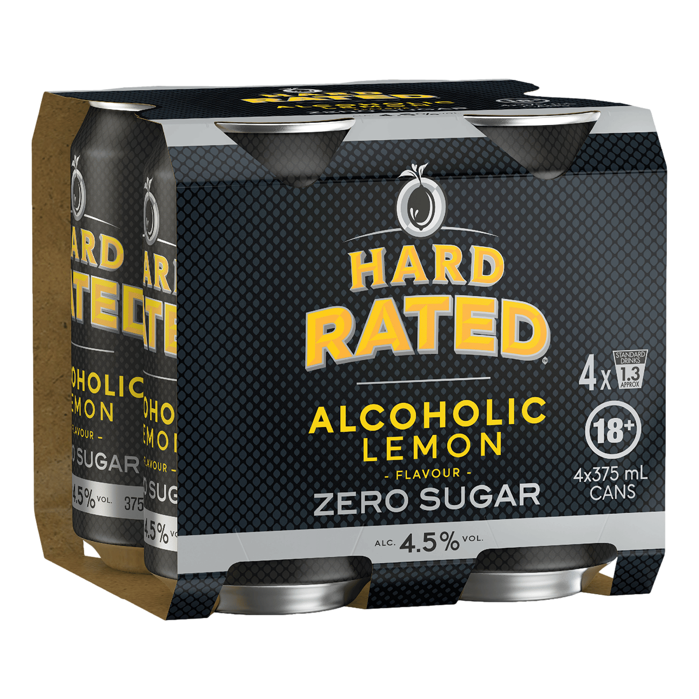 Hard Rated Zero Sugar Alcoholic Lemon 375ml Can 4 Pack