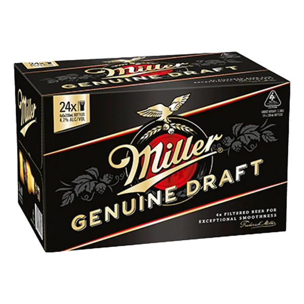 Miller Genuine Draught Lager 330ml Bottle Case of 24 - Camperdown