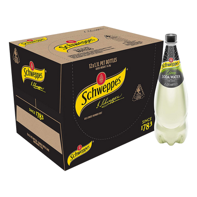 Schweppes Lime Soda Water 1.1L Bottle Case of 12