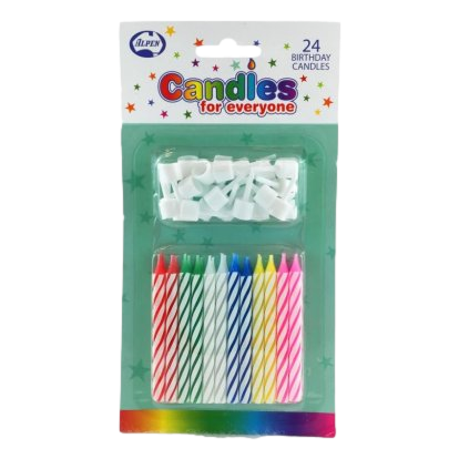 Alpen Candles Striped 24 Pack