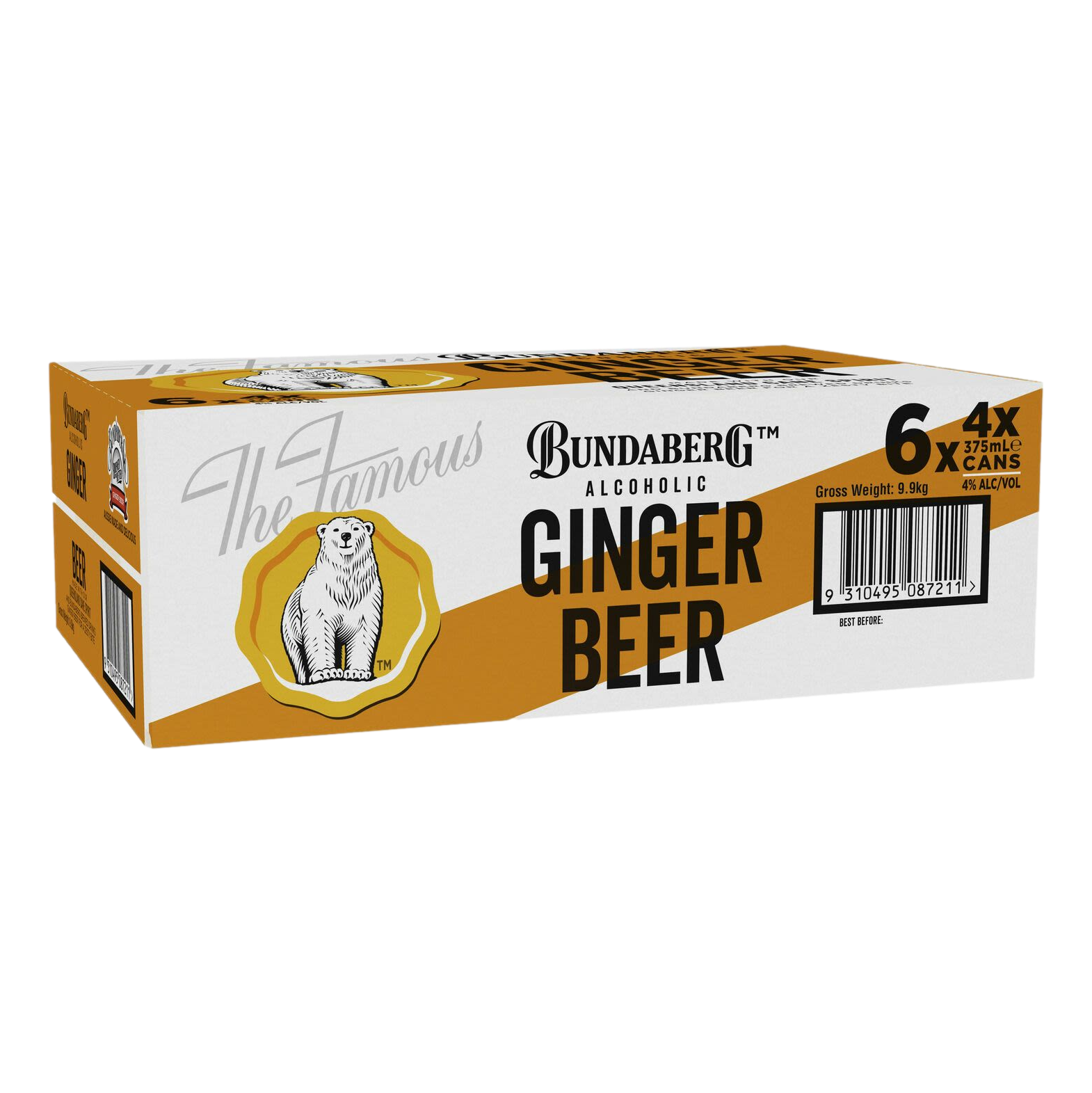 Bundaberg Alcoholic Ginger Beer 375ml Can Case of 24