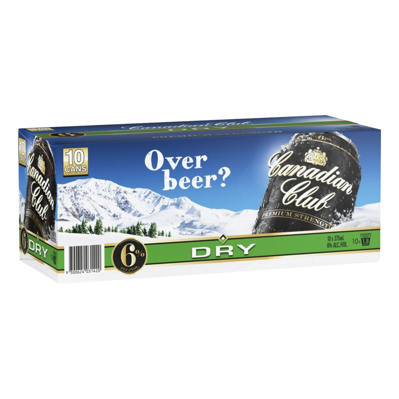 Canadian Club Whisky & Dry 375ml Can 10 Pack