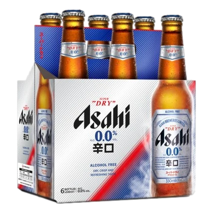 Asahi Super Dry Non-Alcoholic Lager 0.0% 330ml Bottle 6 Pack