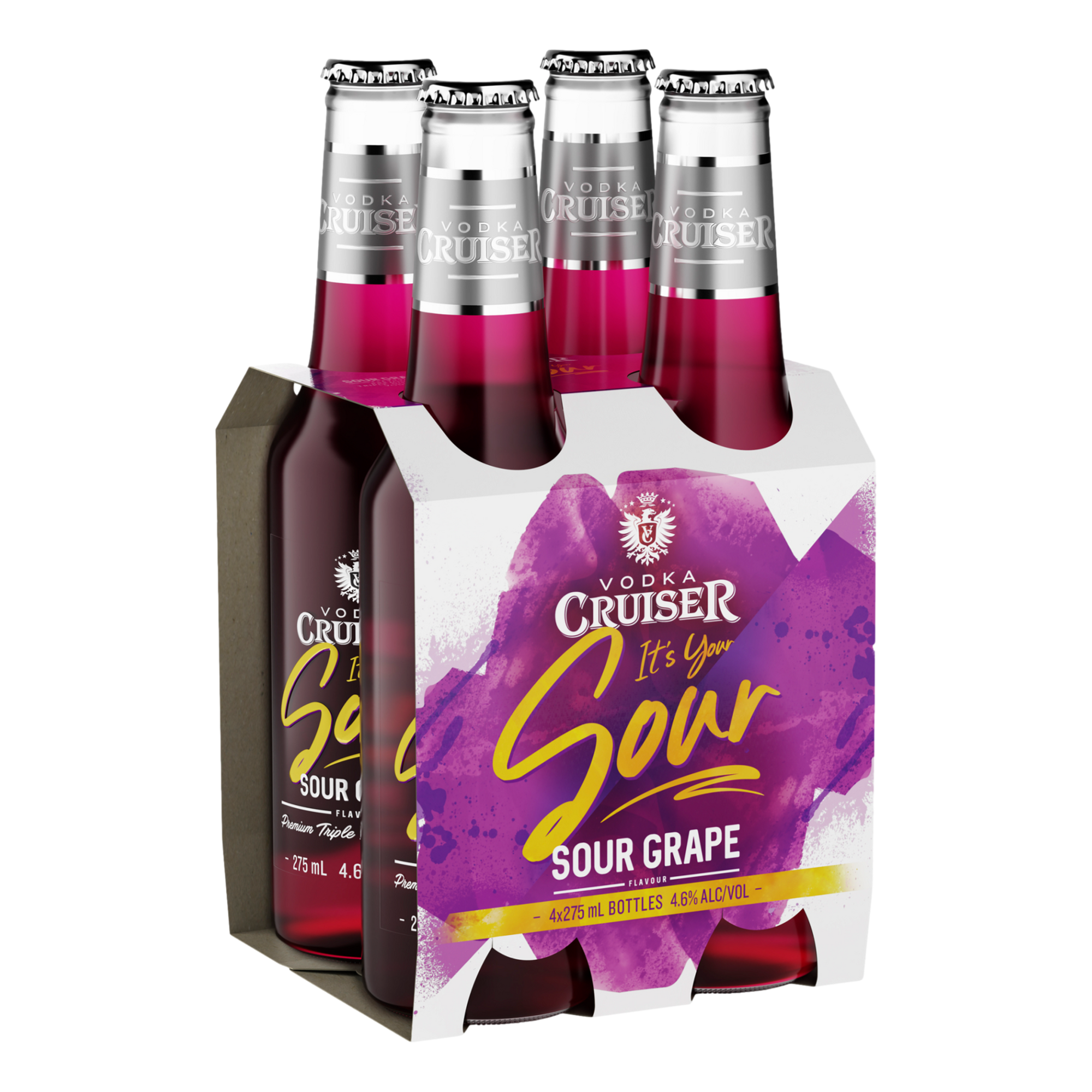 Vodka Cruiser Sour Grape 275ml Bottle 4 Pack