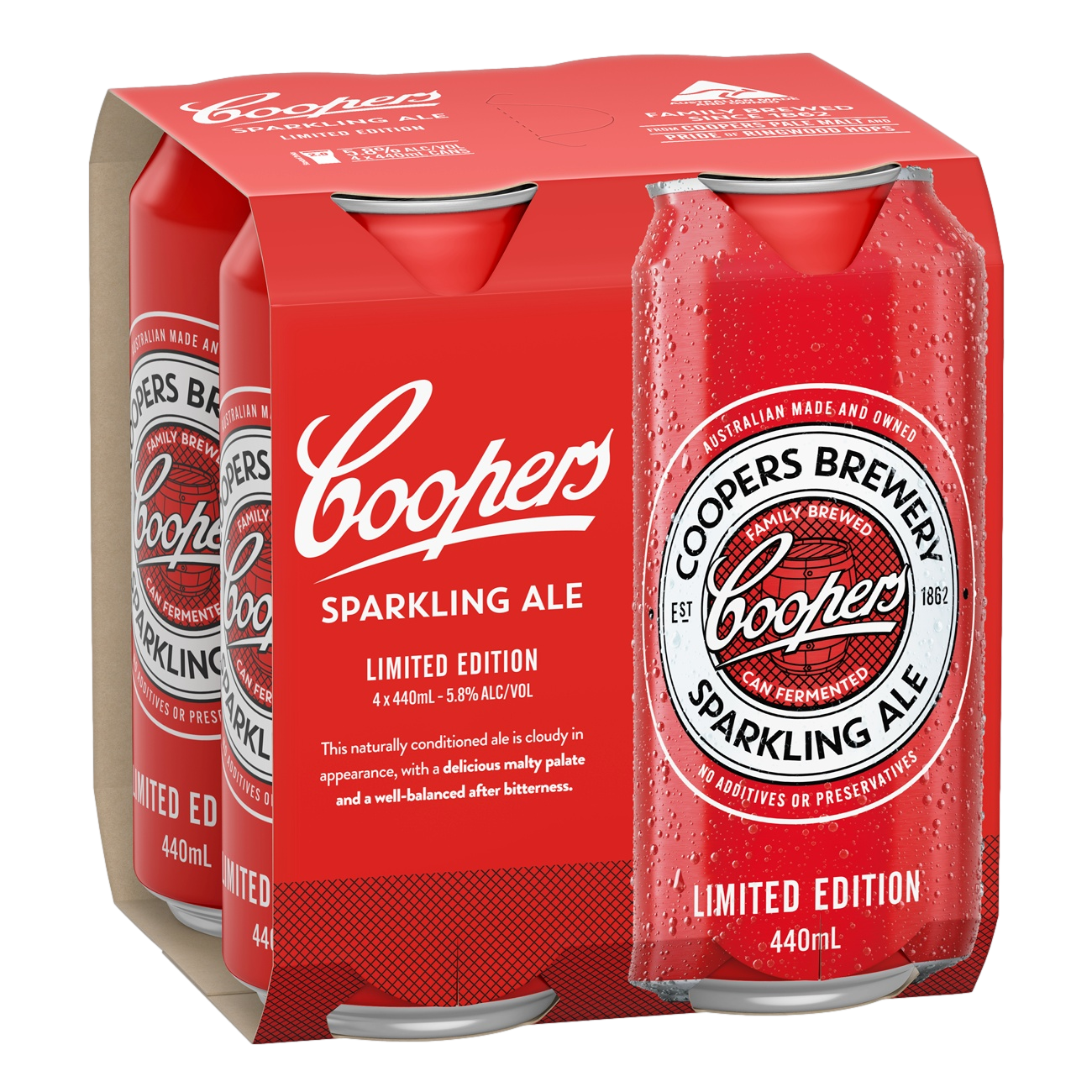 Coopers Sparkling Ale 440ml Can 4 Pack