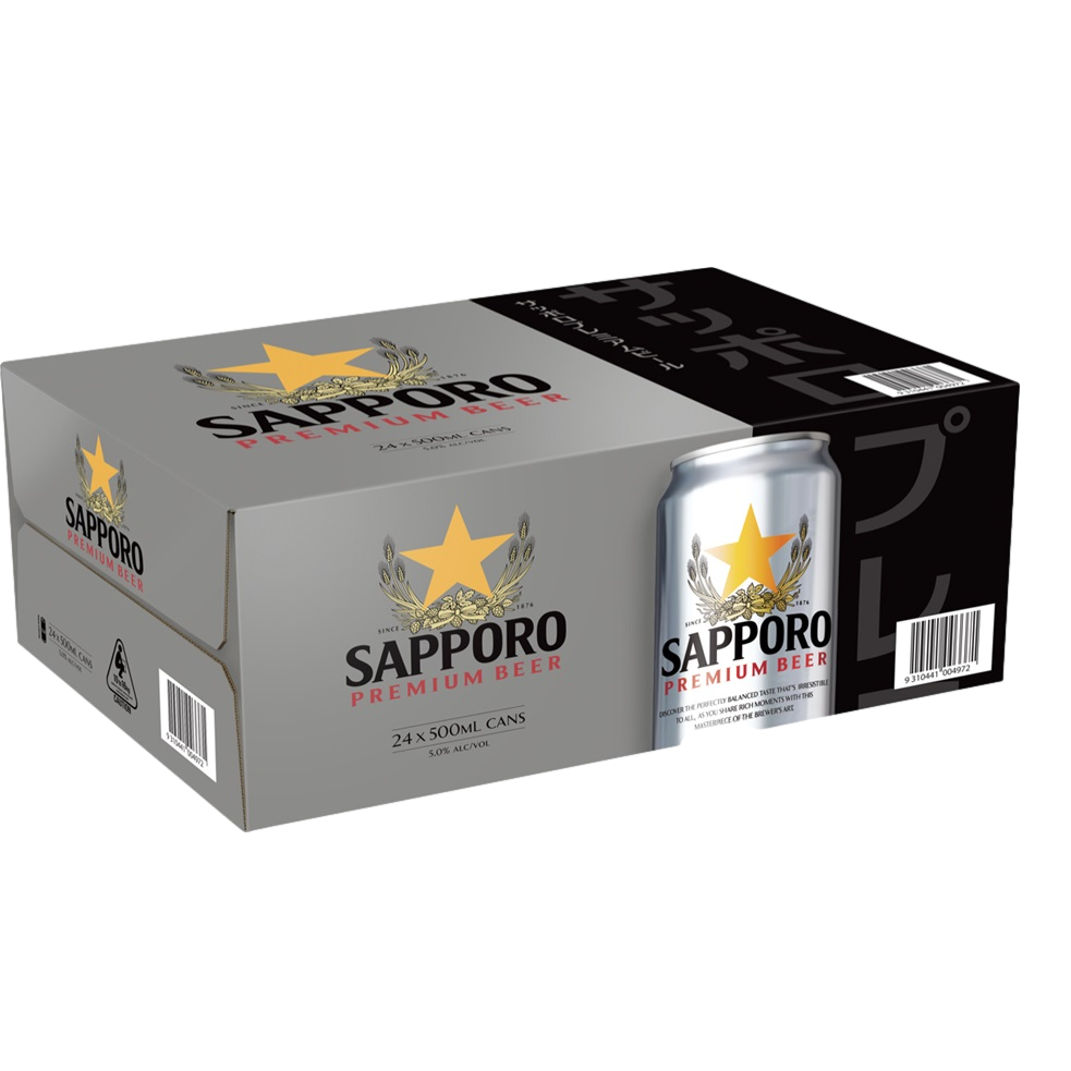 Sapporo Premium Lager 500ml Can Case of 24