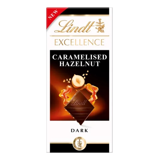 Lindt Excellence Block Caramelised Hazelnut Dark Chocolate 100g