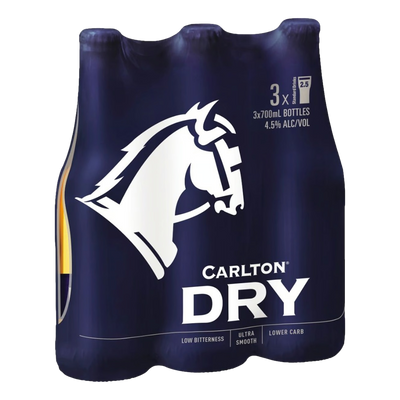 Carlton Dry Low Carb Lager 700ml Bottle 3 Pack