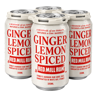 Red Mill Ginger Lemon Spiced Rum 5% 330ml Can 4 Pack