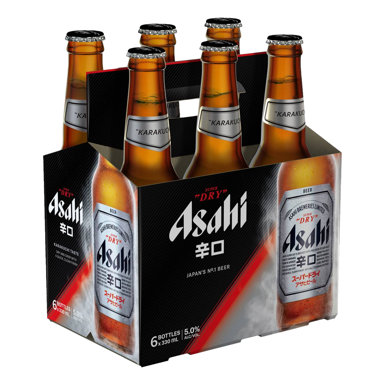 Asahi Super Dry Lager 330ml Bottle 6 Pack