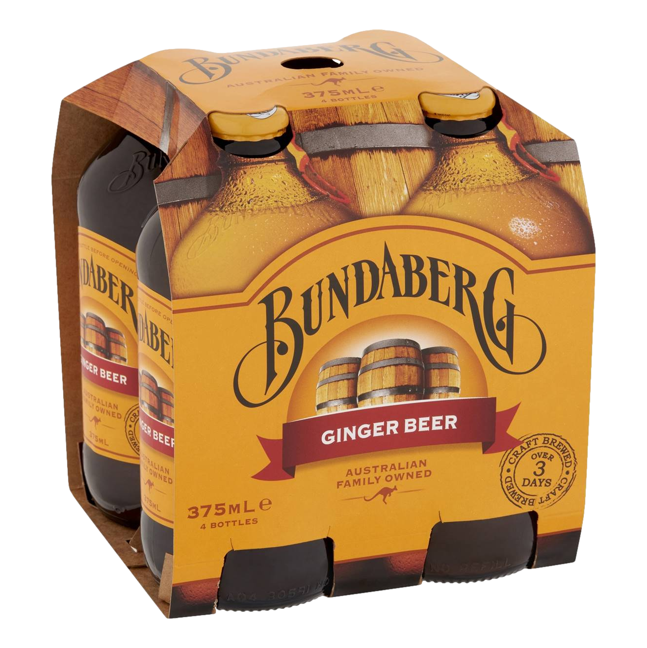 Bundaberg Ginger Beer 375ml Bottle 4 Pack