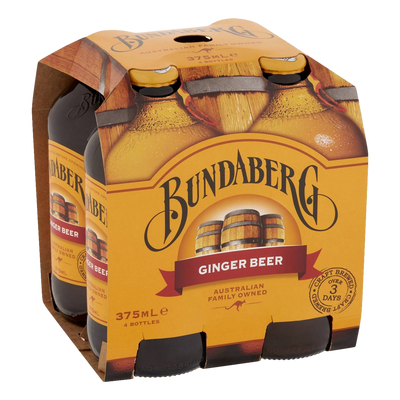 Bundaberg Ginger Beer 375ml Bottle 4 Pack