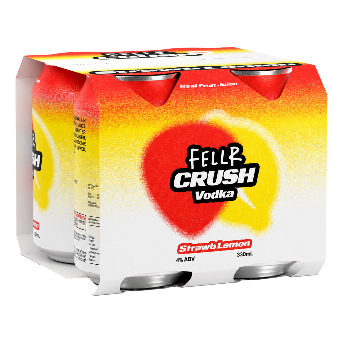 FELLR CRUSH Vodka Strawberry Lemon 4% 330ml Can 4 Pack