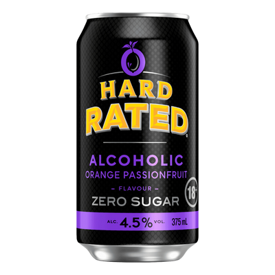 Hard Rated Alcoholic Orange Passionfruit ZERO SUGAR 4.5% 375ml Can Case of 24