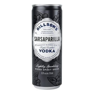 Billson's Sarsaparilla Vodka 3.5% 355ml Can Case of 24