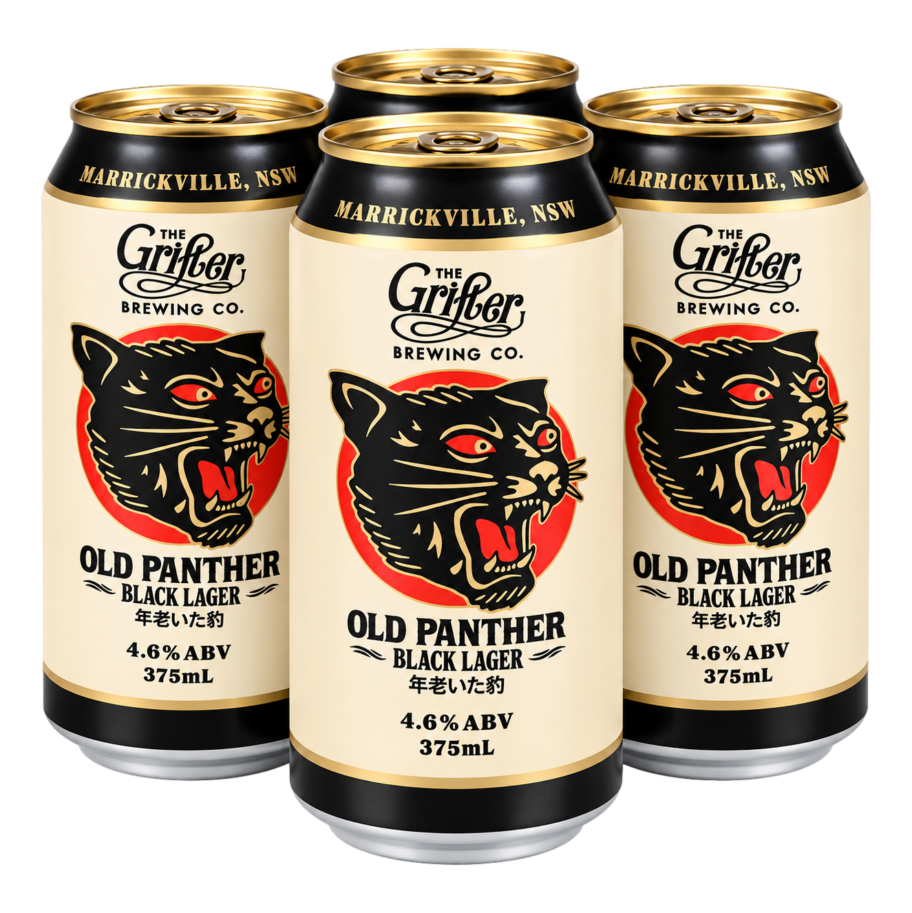Grifter Old Panther Black Lager 4.6% 375ml Can 4 Pack