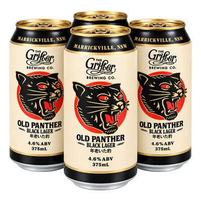 Grifter Old Panther Black Lager 4.6% 375ml Can 4 Pack