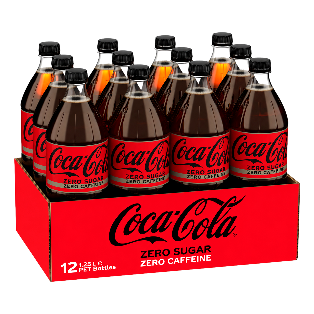 Coca-Cola ZERO SUGAR ZERO CAFFEINE 1.25L Bottle  Case of 12