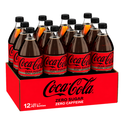 Coca-Cola ZERO SUGAR ZERO CAFFEINE 1.25L Bottle  Case of 12