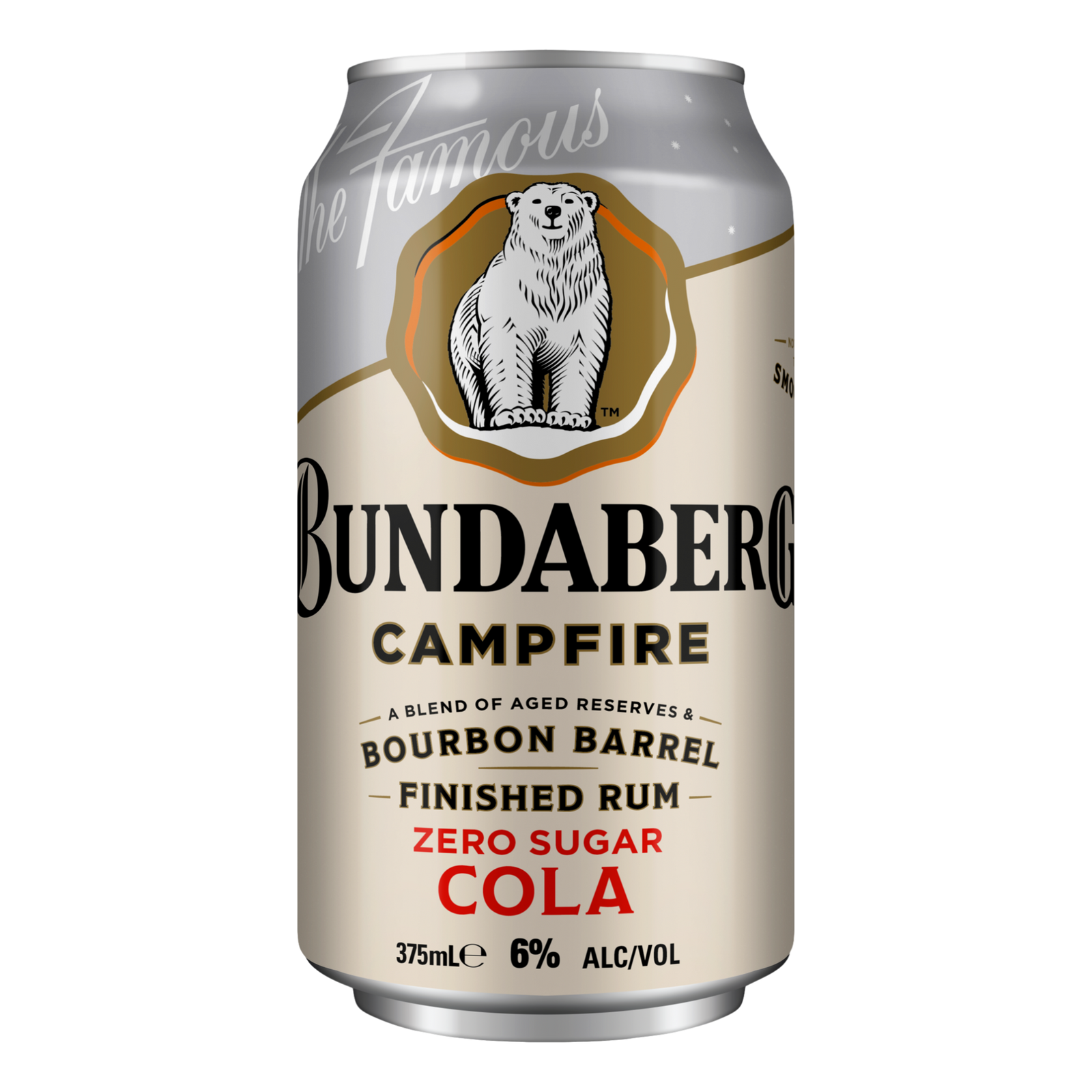 Bundaberg Campfire Bourbon Barrel Rum & Cola ZERO SUGAR 6% 375ml Can Single