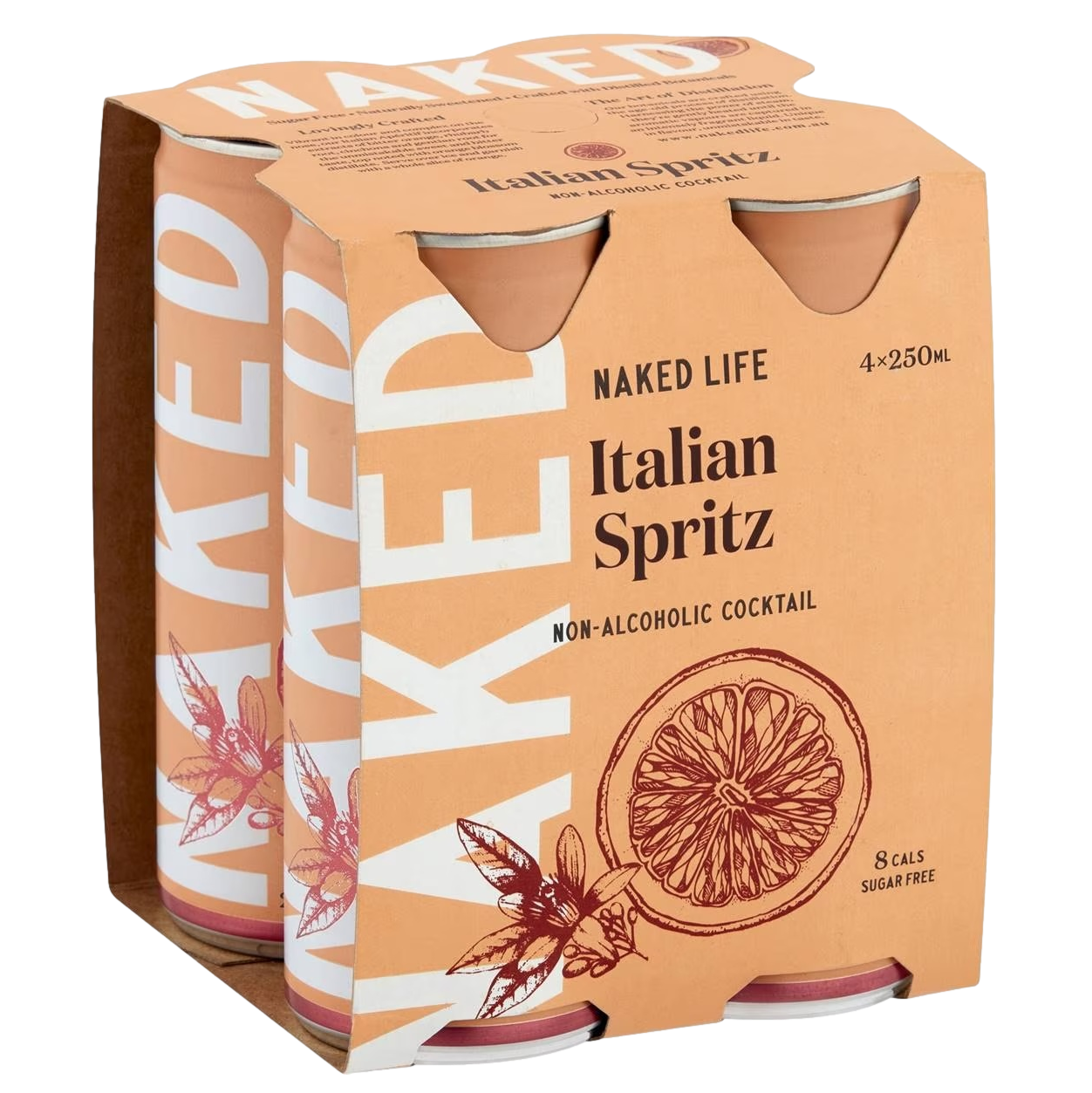 Naked Life Non-Alcoholic Italian Spritz 250ml Can 4 Pack