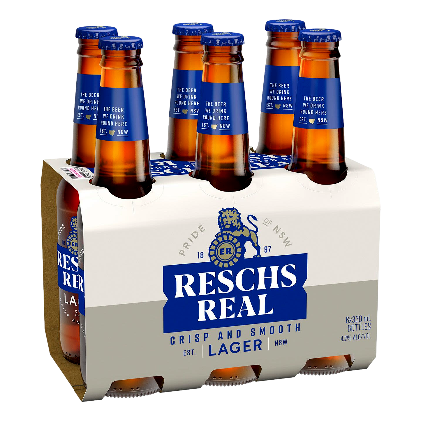 Reschs Real Lager 330ml Bottle 6 Pack