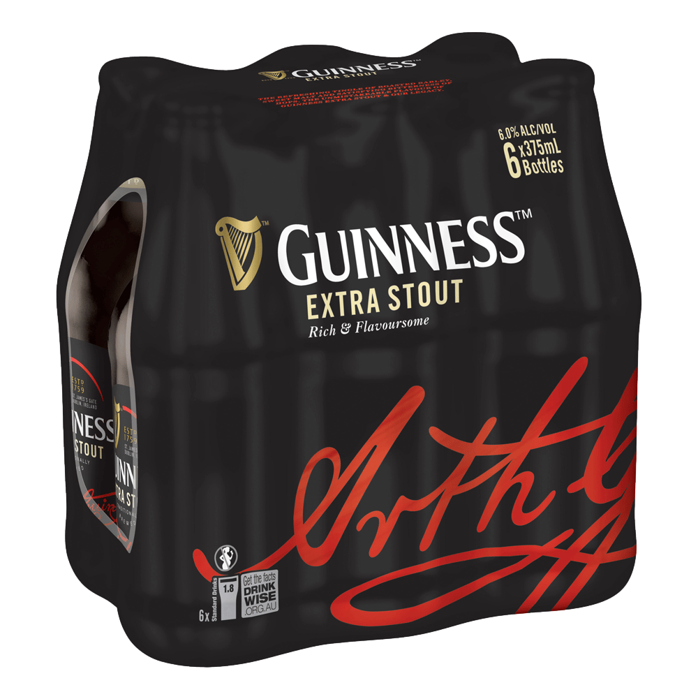 Guinness Extra Stout 375ml Bottle 6 Pack