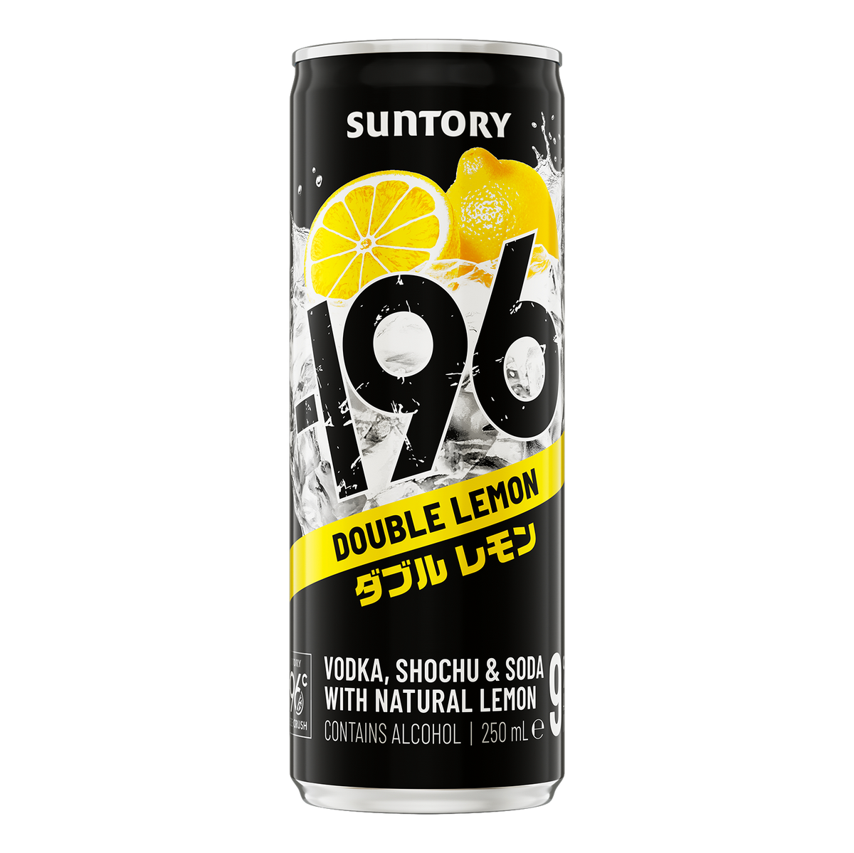 Suntory -196 DOUBLE Lemon Shochu Vodka Soda 9% 250ml Can 4 Pack