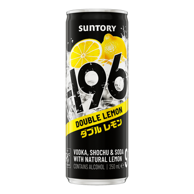 Suntory -196 DOUBLE Lemon Shochu Vodka Soda 9% 250ml Can 4 Pack
