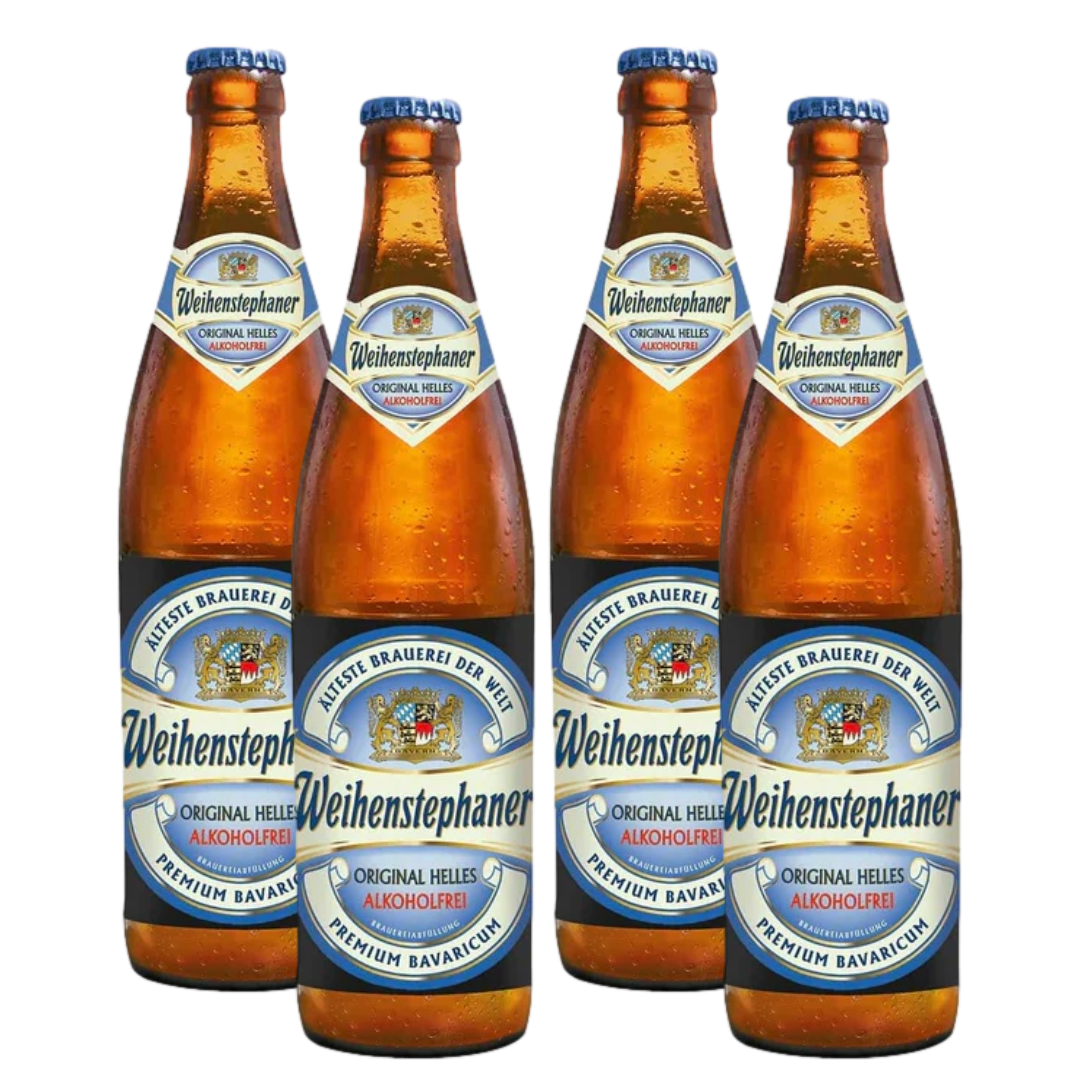 Weihenstephaner Original Helles Alcohol-Free 500ml Bottle 4 Pack