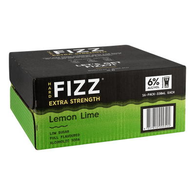 Hard Fizz Extra Lemon Lime Alcoholic Soda 6% 330ml Can Case of 16