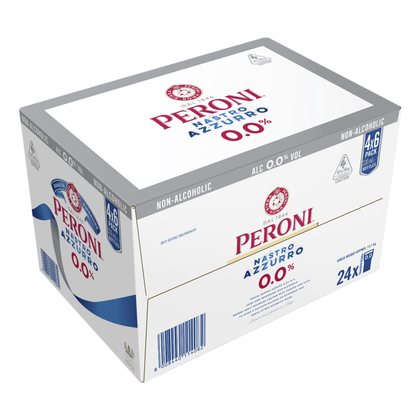 Peroni Nastro Azzurro Lager 0.0% 330ml Bottle Case of 24