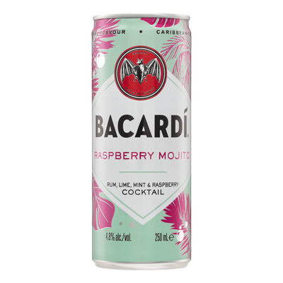 Bacardi Raspberry Mojito 250ml Can 4 Pack