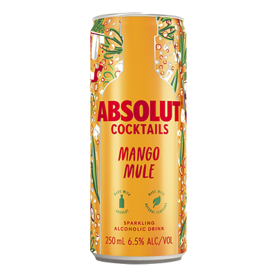 Absolut Cocktails Mango Mule 6.5% 250ml Can 4 Pack