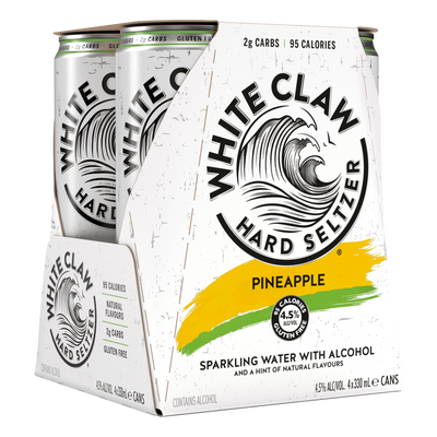 White Claw Hard Seltzer Pineapple 330ml Can 4 Pack