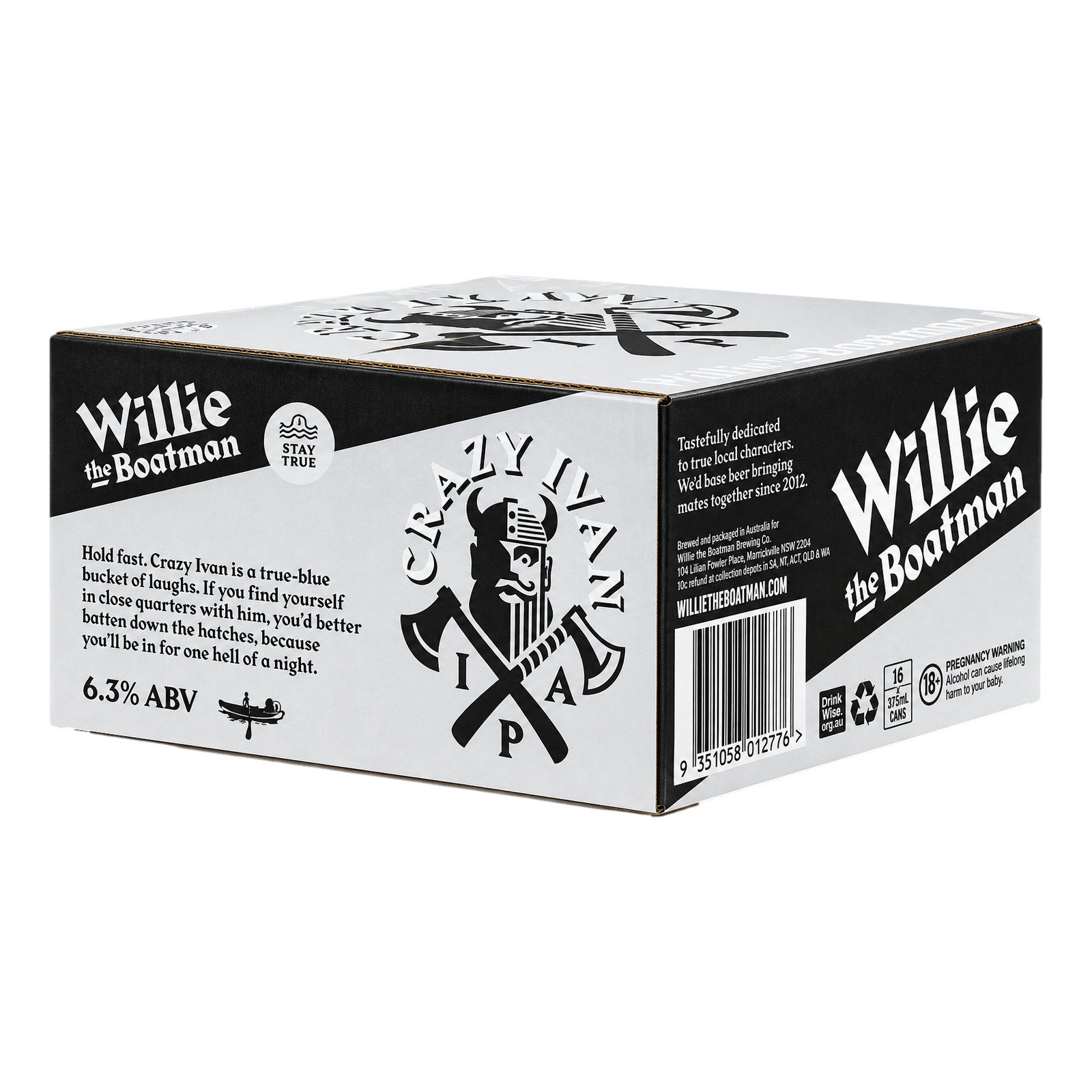 Willie The Boatman Crazy Ivan IPA 6.3% 375ml Can Case of 16