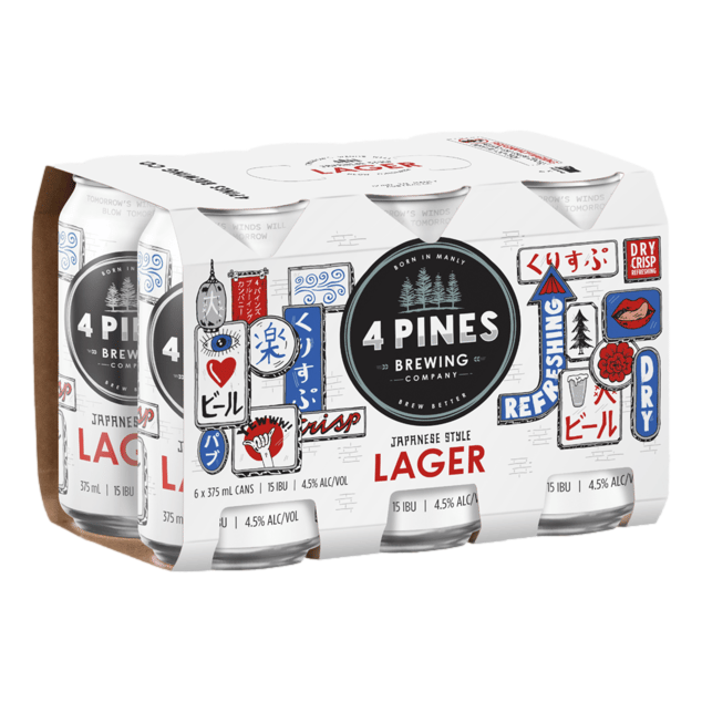 4 Pines Japanese Style Lager 375ml Can 6 Pack