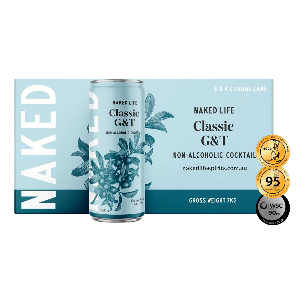 Naked Life Non-Alcoholic Classic G&T Cocktail 250ml Can Case of 24