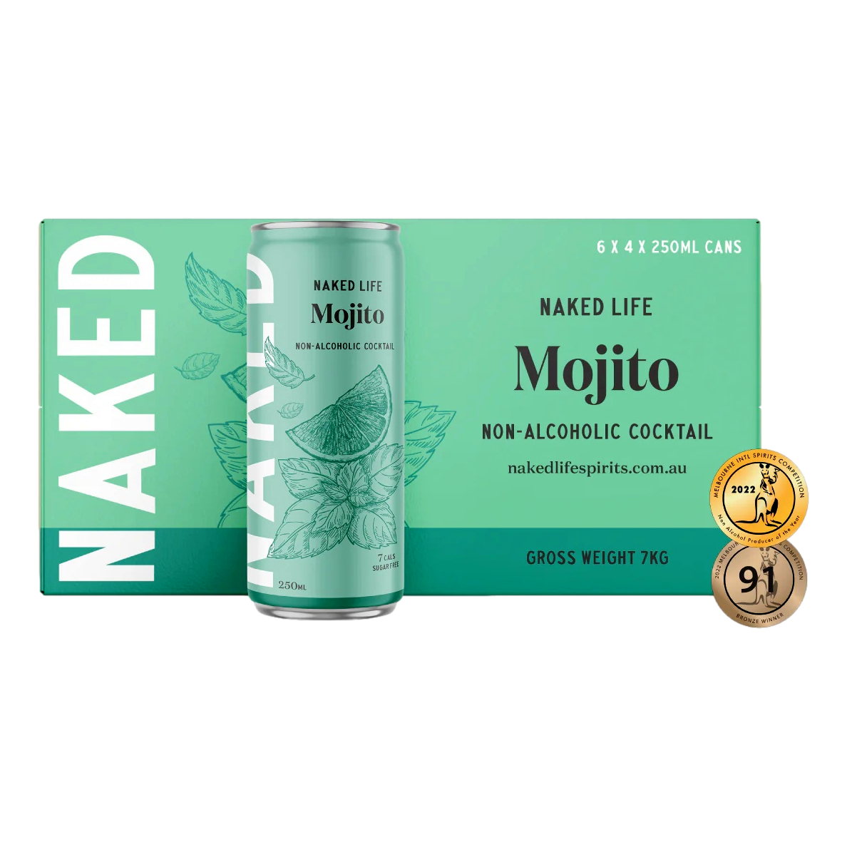 Naked Life Non-Alcoholic Mojito Cocktail 250ml Can Case of 24