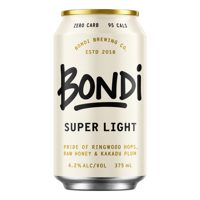 Bondi Brewing Super Light Lager 4.2% 375ml Can 4 Pack