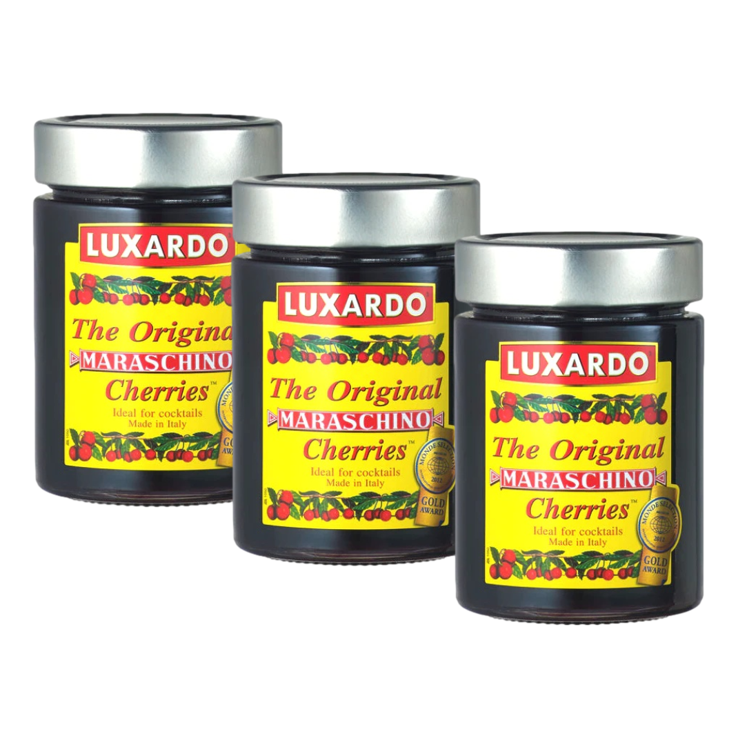 Luxardo Maraschino Cocktail Cherries in Syrup 400g Jar - 3 Pack