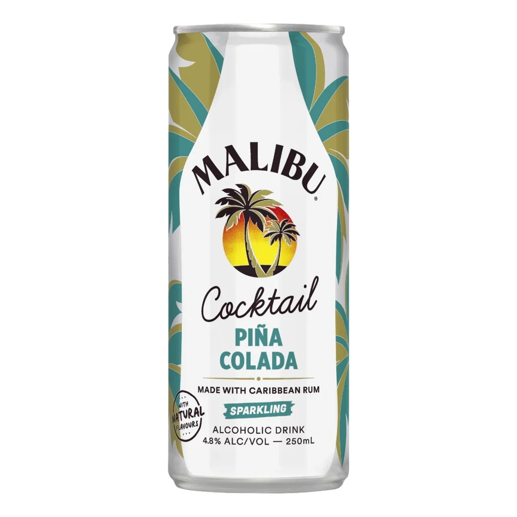 Malibu Coconut Rum Pina Colada Cocktail 250ml Can Case of 24