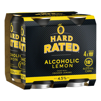 Hard Rated Alcoholic Lemon 375ml Can 4 Pack