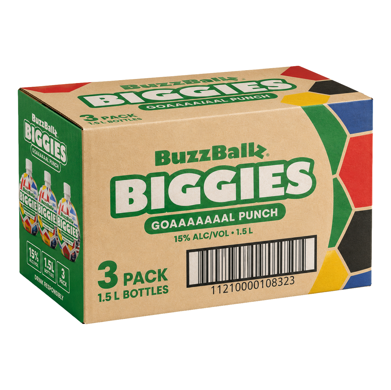 BuzzBallz Biggies Goaaaaaal-Melon Cocktail 1.5L Case of 3