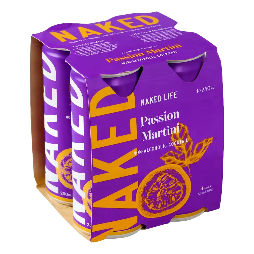 Naked Life Non-Alcoholic Passion Martini Cocktail 250ml Can 4 Pack