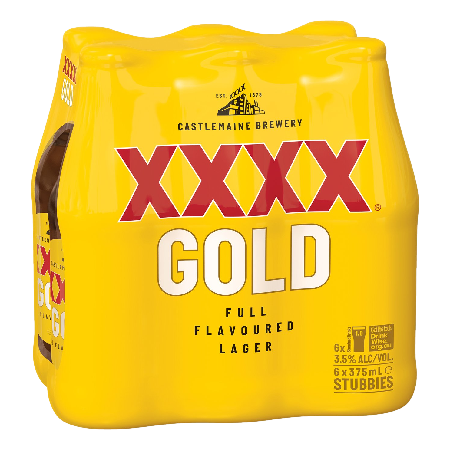 XXXX Gold Lager 375ml Bottle 6 Pack