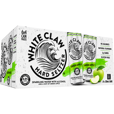 White Claw Hard Seltzer Green Apple 4.5% 330ml Can  Case of 16